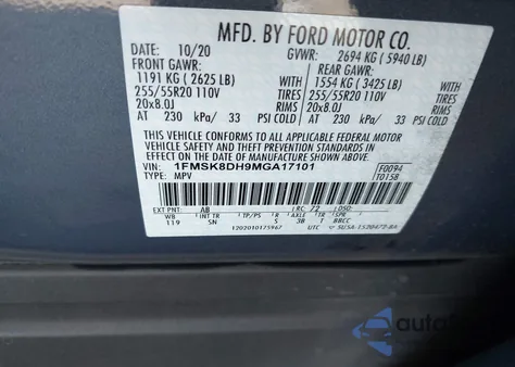 2021 Ford Explorer Xlt from USA, damaged, VIN 1FMSK8DH9MGA17101